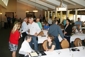 Sales and marketing workshop attendees mingling
