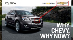 Chevy Equinox with a backward Chevy bowtie
